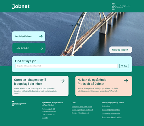 Forsiden af det nye Jobnet før login