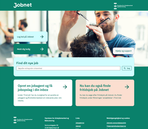 Forsiden af det nye Jobnet før login